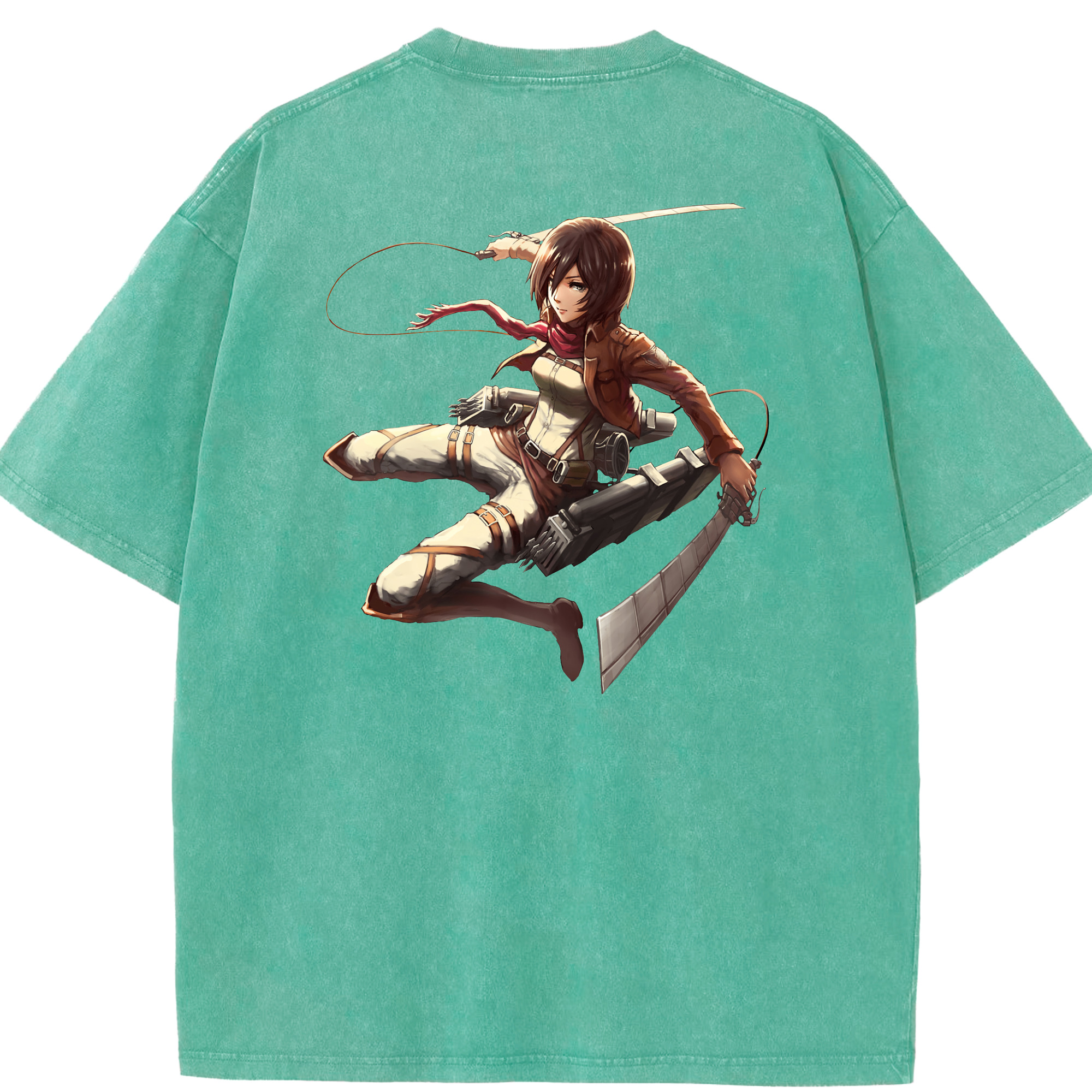 （画像用） 進撃の巨人 ミカサ·アッカーマン Attack on Titan Mikasa Ackerman 綿100% ヴィンテージ風 半袖Tシャツ（背面プリント）